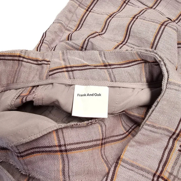 Frank & Oak Womens Plaid Linen Blend Button Front Shorts Size 0 Purple High Rise - Picture 8 of 8